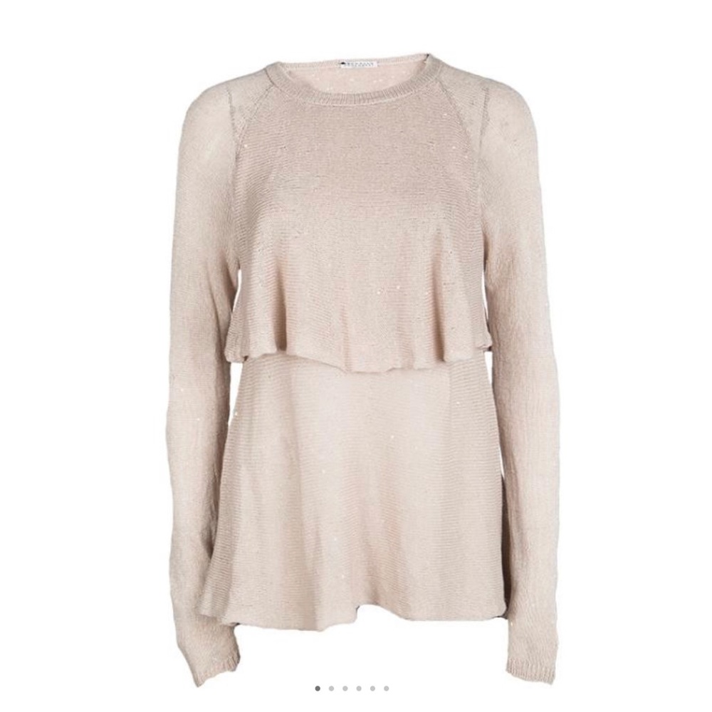 Brunello Cucinelli Linen and Silk Sequin  Top Large